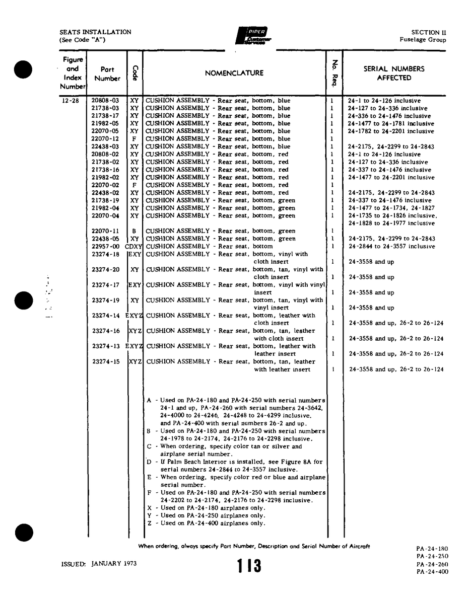 Aviation Part 22957-00 for Piper PA-32-260 Aircraft