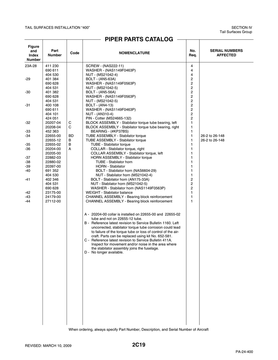 Aviation Part 27112-00 for Piper PA-32-260 Aircraft