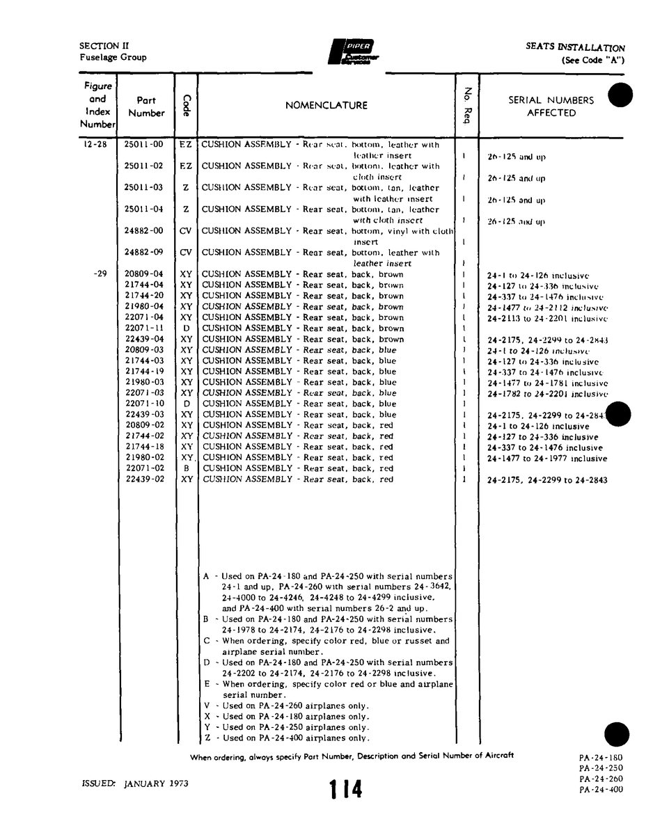 Aviation Part 22439-04 for Piper PA-32-260 Aircraft