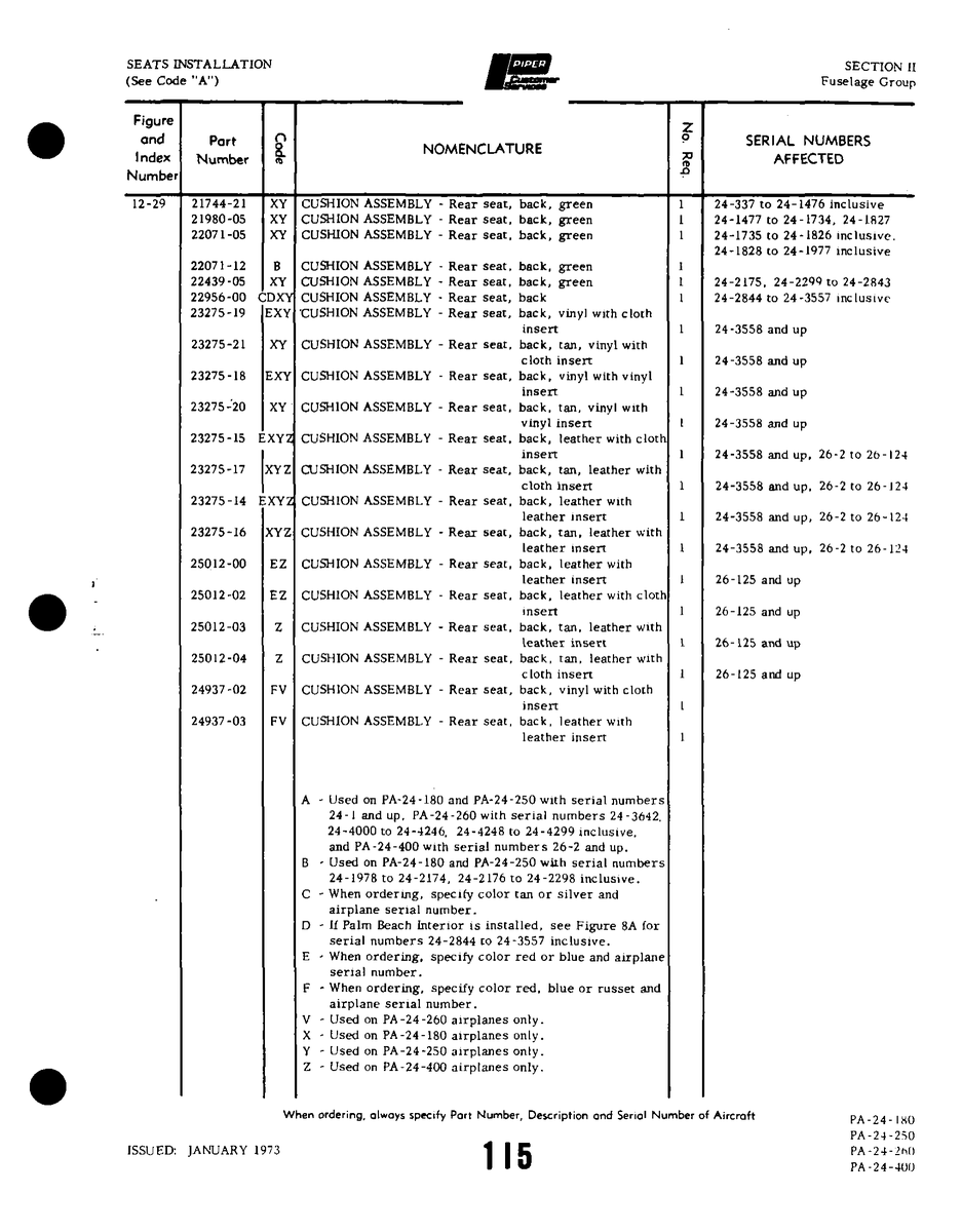 Aviation Part 25012-00 for Piper PA-32-260 Aircraft