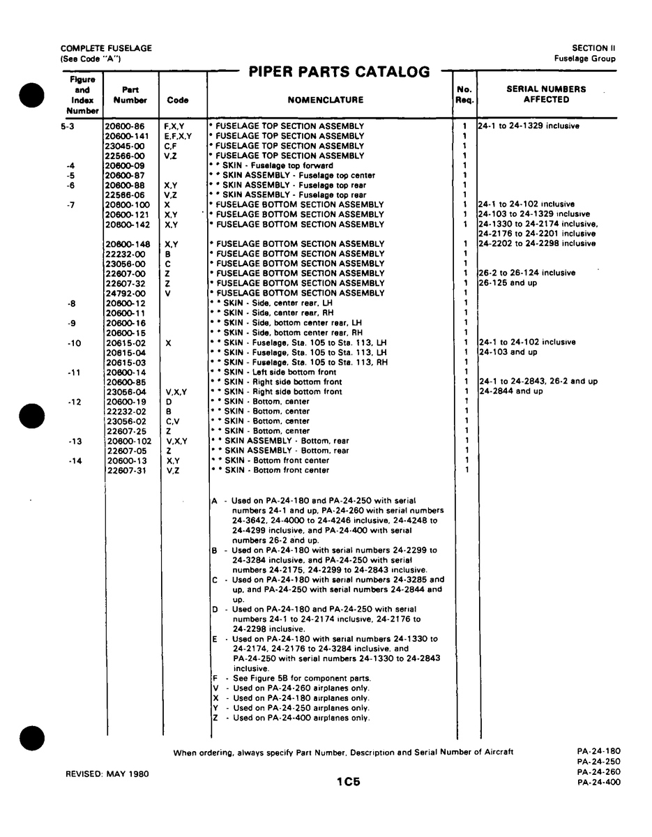 Aviation Part 20615-02 for Piper PA-32-260 Aircraft