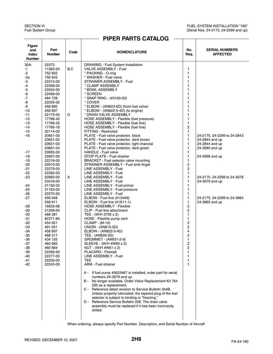 Aviation Part 22114-00 for Piper PA-32-260 Aircraft