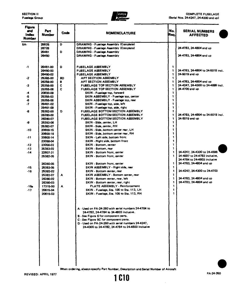 Aviation Part 25382-07 for Piper PA-32-260 Aircraft