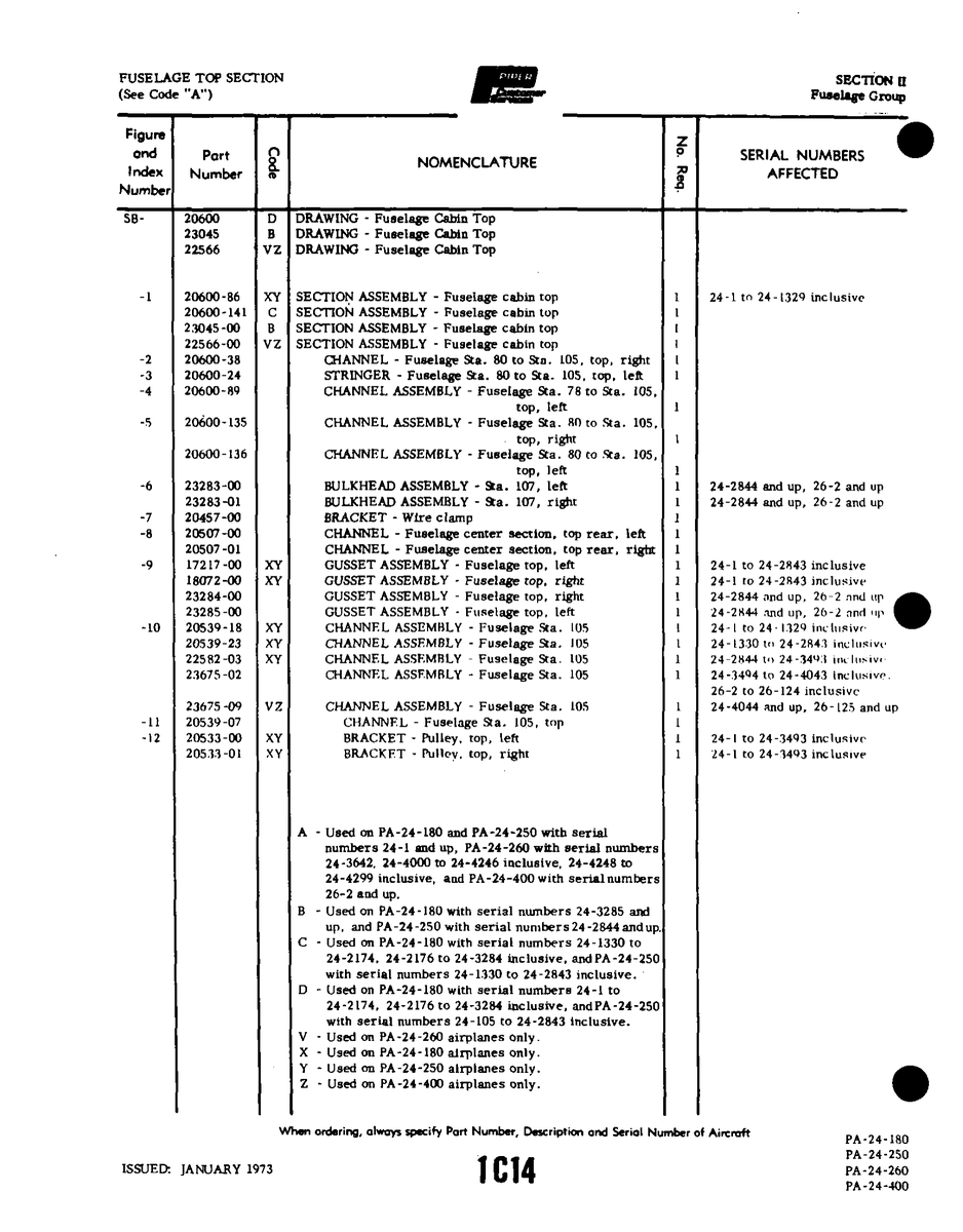 Aviation Part 20507-00 for Piper PA-32-260 Aircraft