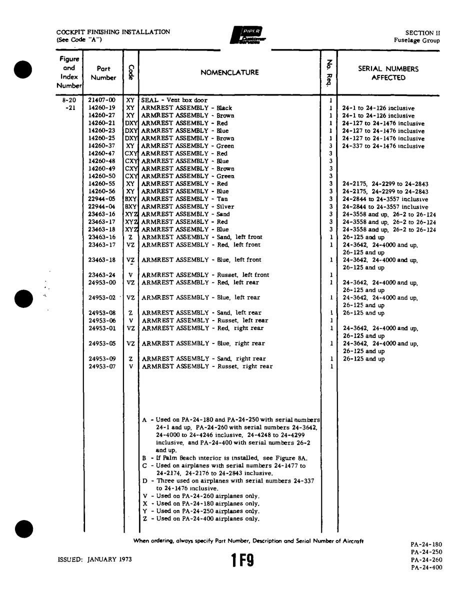 Aviation Part 24953-09 for Piper PA-32-260 Aircraft
