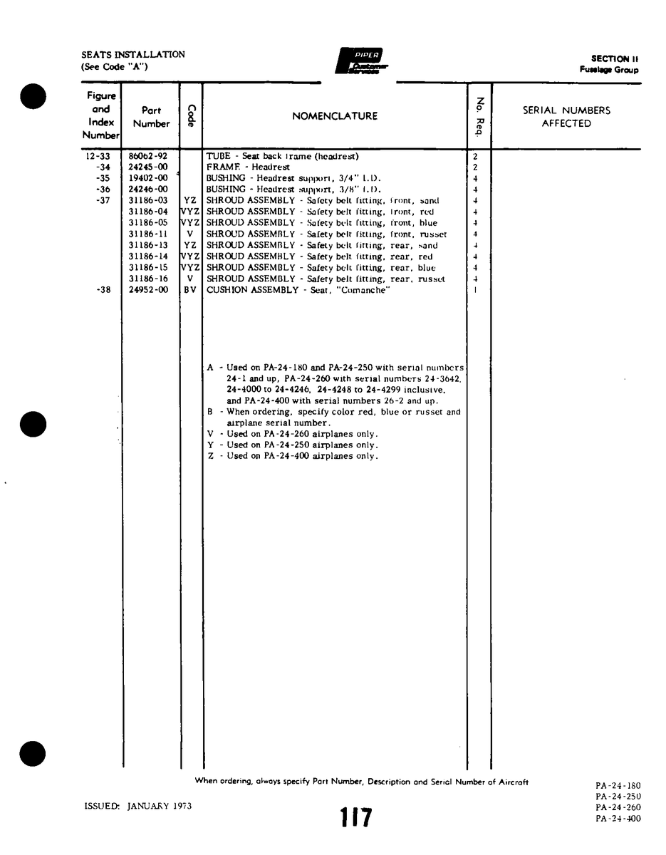 Aviation Part 24246-00 for Piper PA-32-260 Aircraft