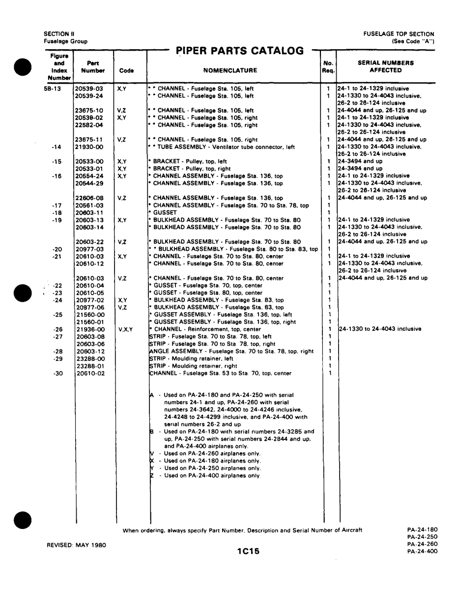Aviation Part 20603-08 for Piper PA-32-260 Aircraft