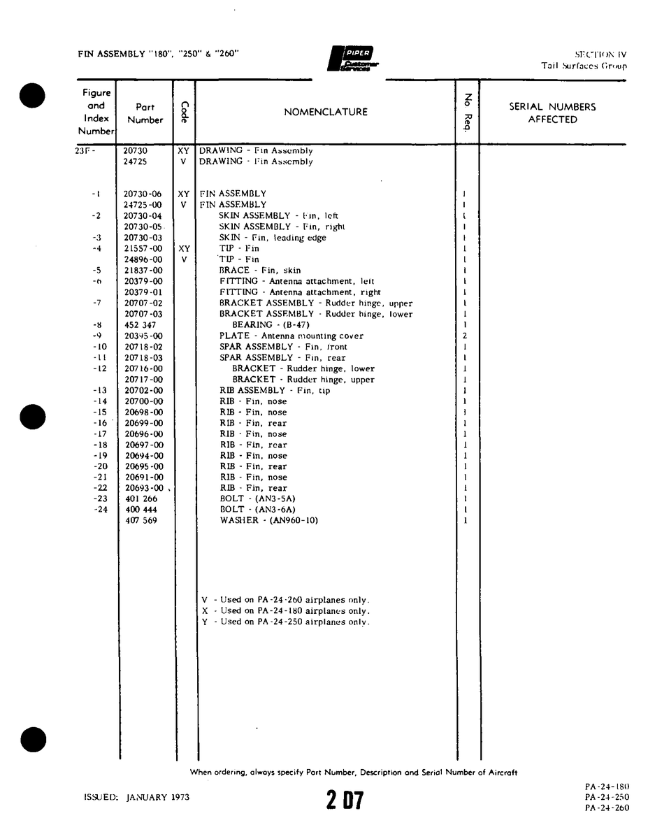 Aviation Part 20694-00 for Piper PA-32-260 Aircraft