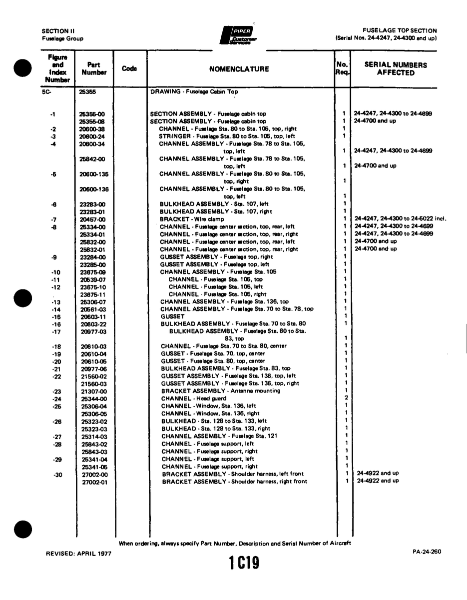 Aviation Part 2063907 for Piper PA-32-260 Aircraft