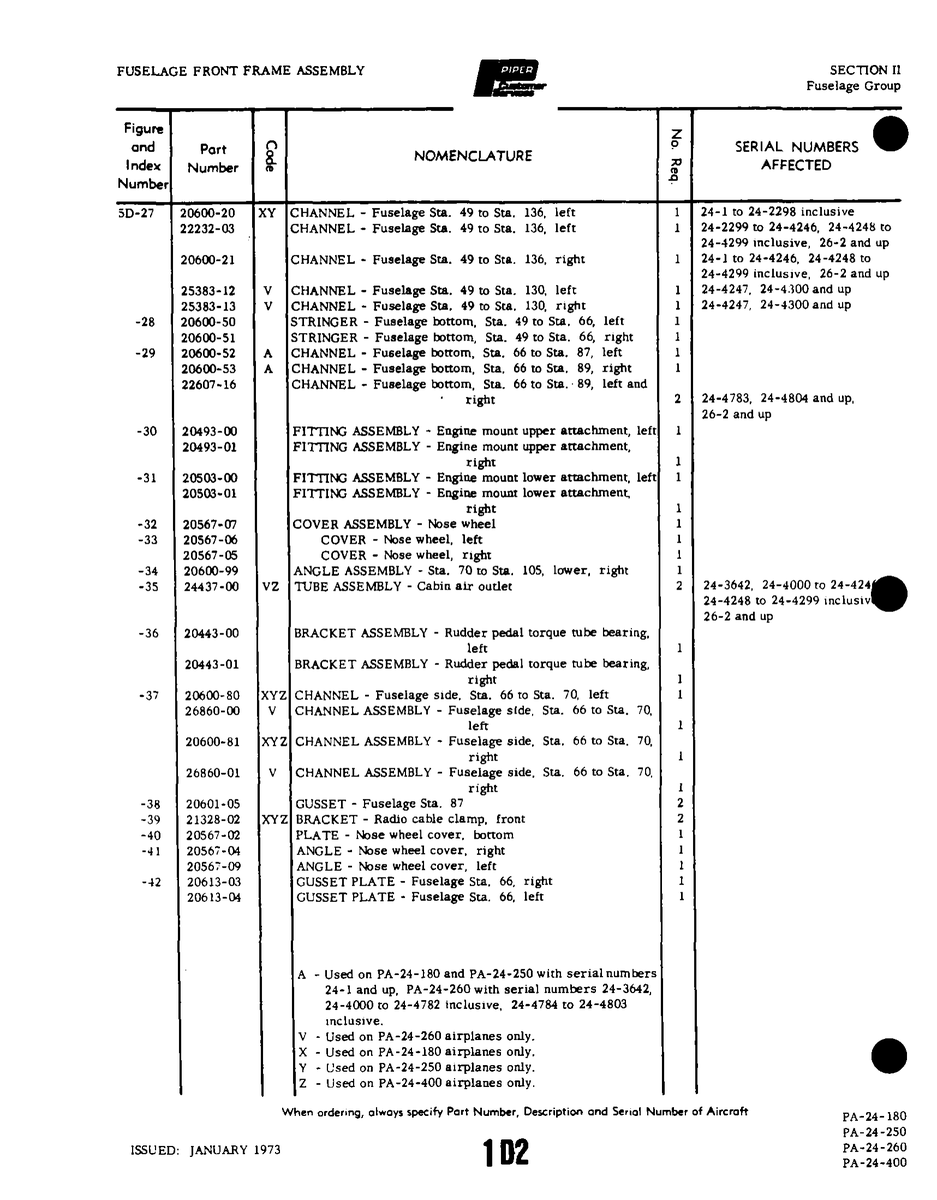 Aviation Part 20613-04 for Piper PA-32-260 Aircraft
