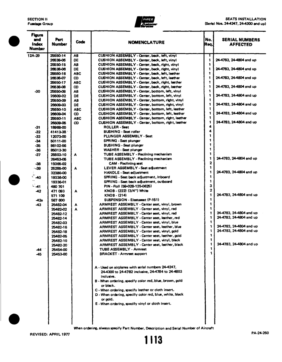 Aviation Part 2548202 for Piper PA-32-260 Aircraft