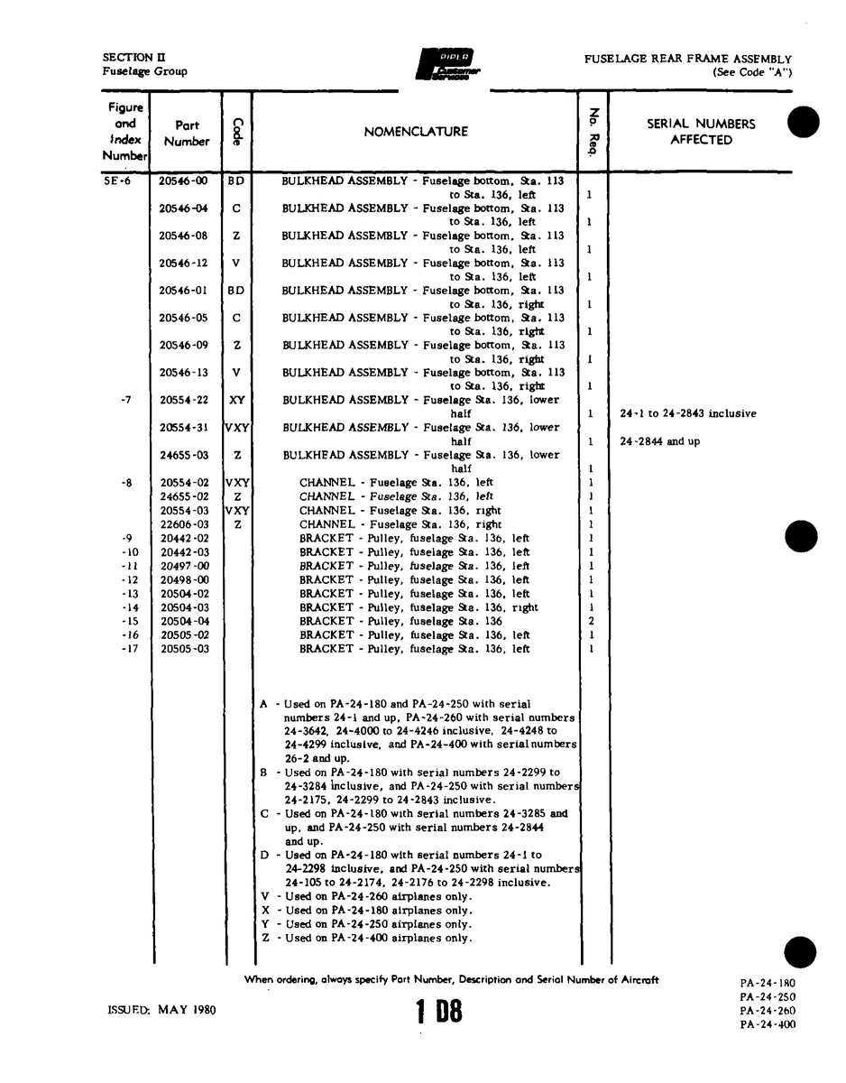 Aviation Part 24655-02 for Piper PA-32-260 Aircraft