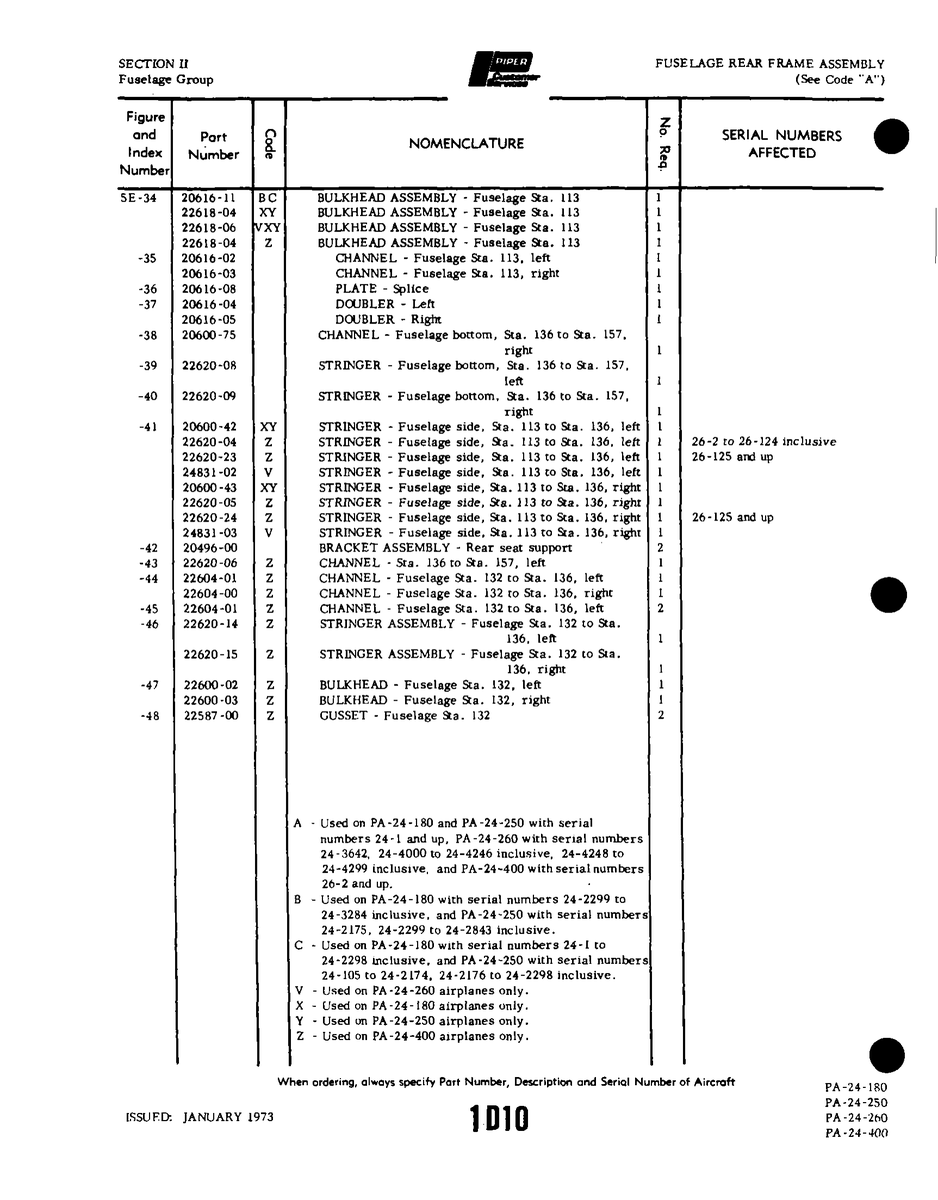 Aviation Part 20616-11 for Piper PA-32-260 Aircraft