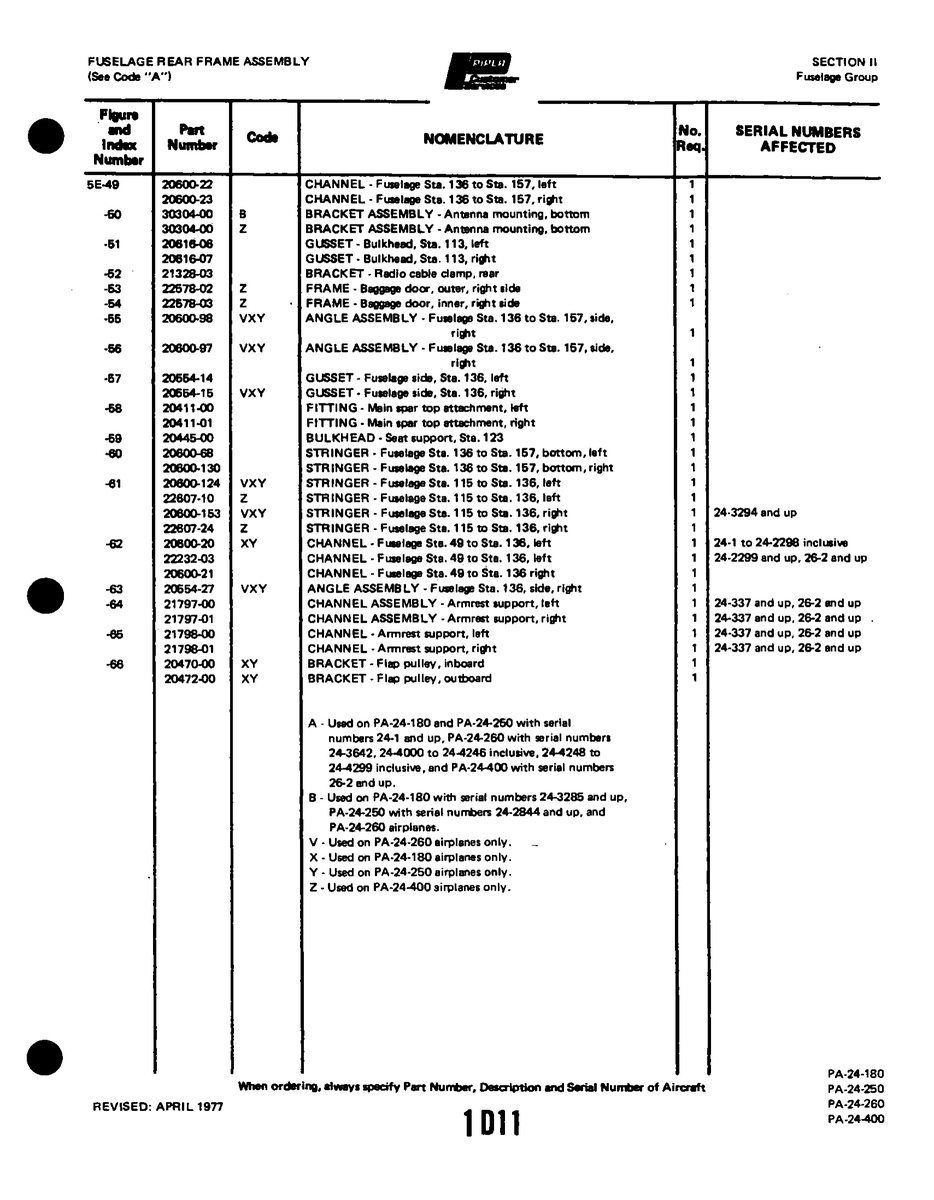 Aviation Part 22607-10 for Piper PA-32-260 Aircraft
