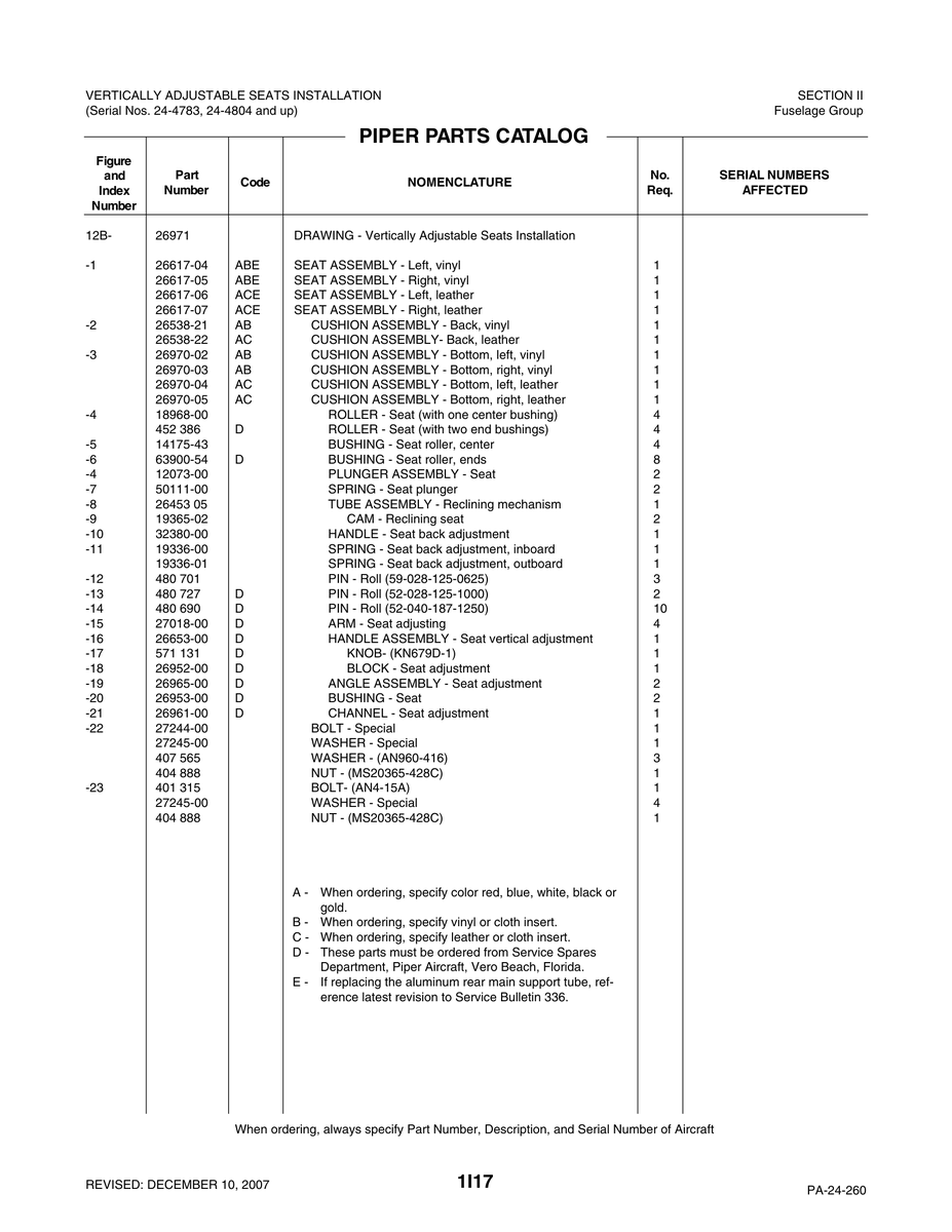 Aviation Part 26453 for Piper PA-32-260 Aircraft