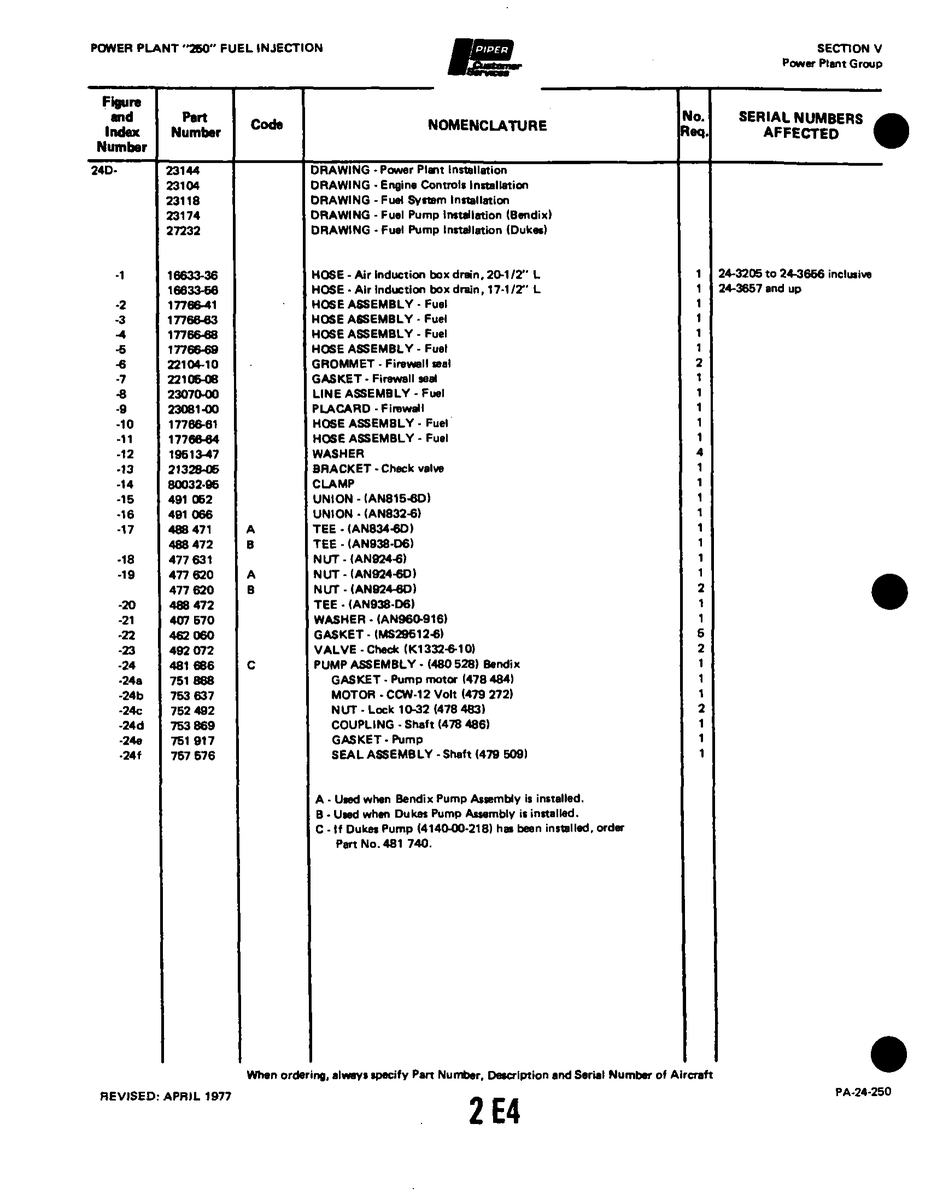 Aviation Part 22106-08 for Piper PA-32-260 Aircraft