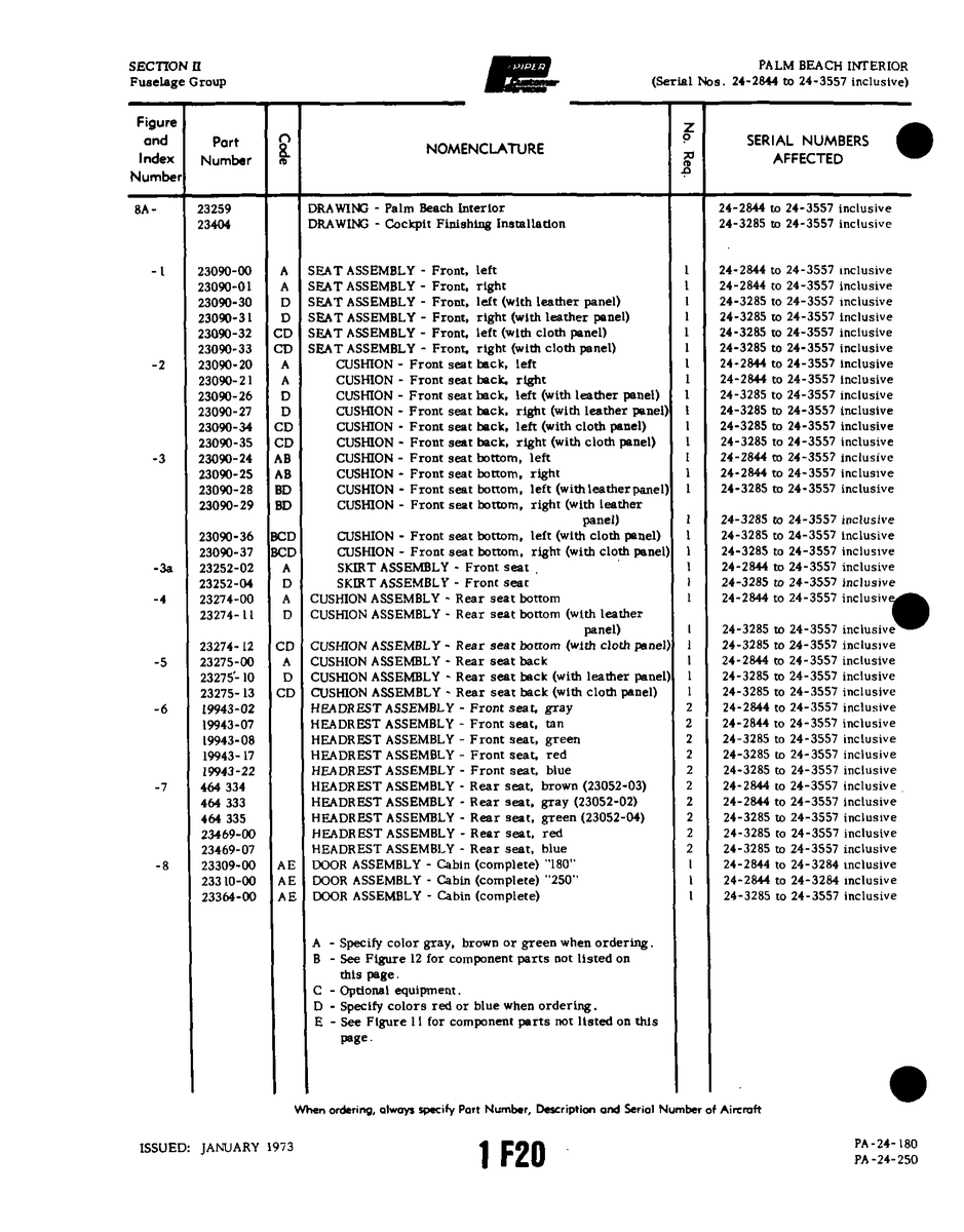 Aviation Part 23090-37 for Piper PA-32-260 Aircraft