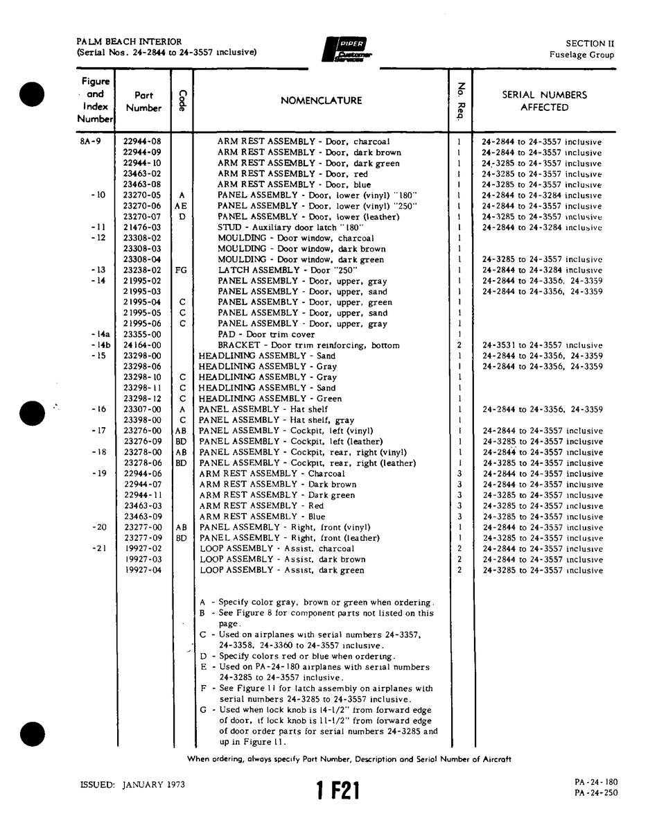 Aviation Part 23463-02 for Piper PA-32-260 Aircraft