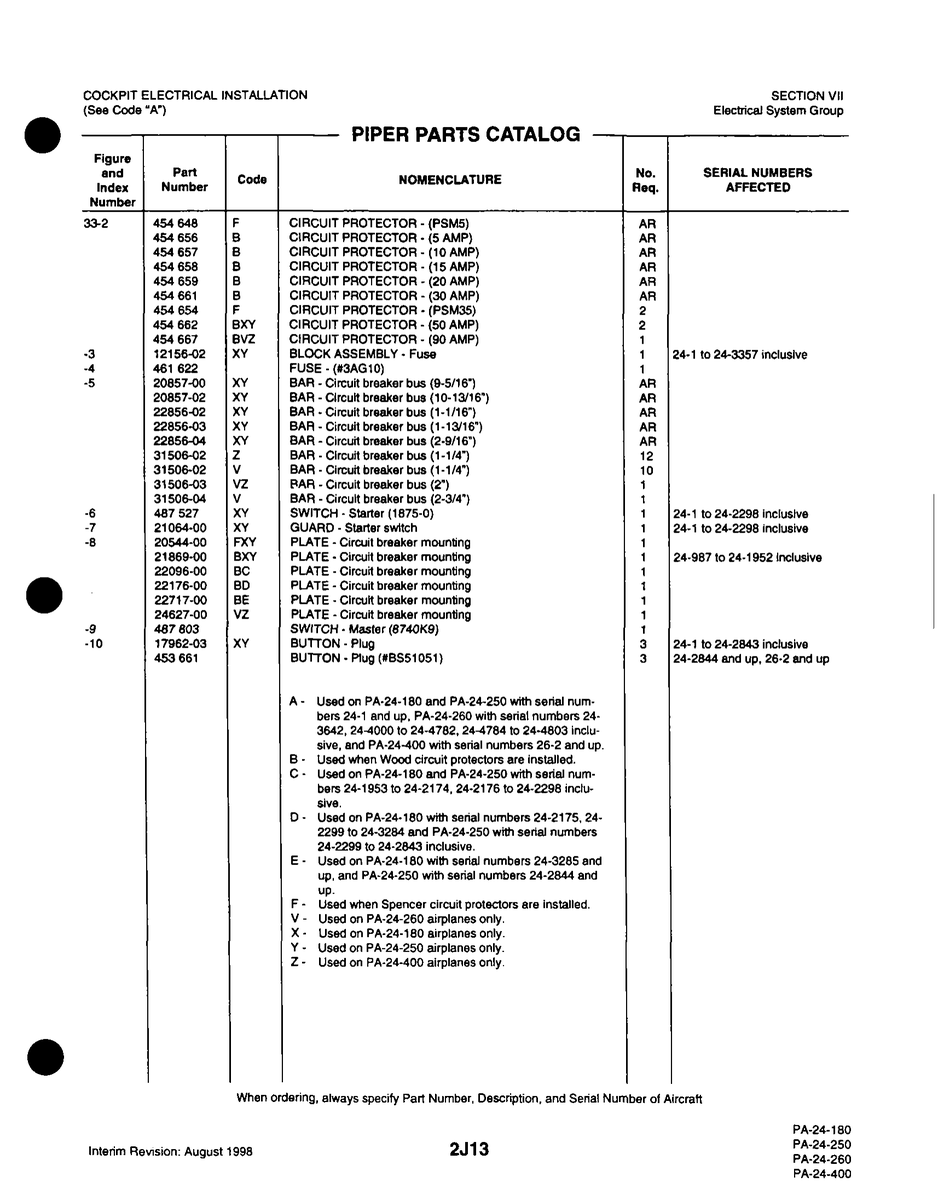 Aviation Part 20857-00 for Piper PA-32-260 Aircraft