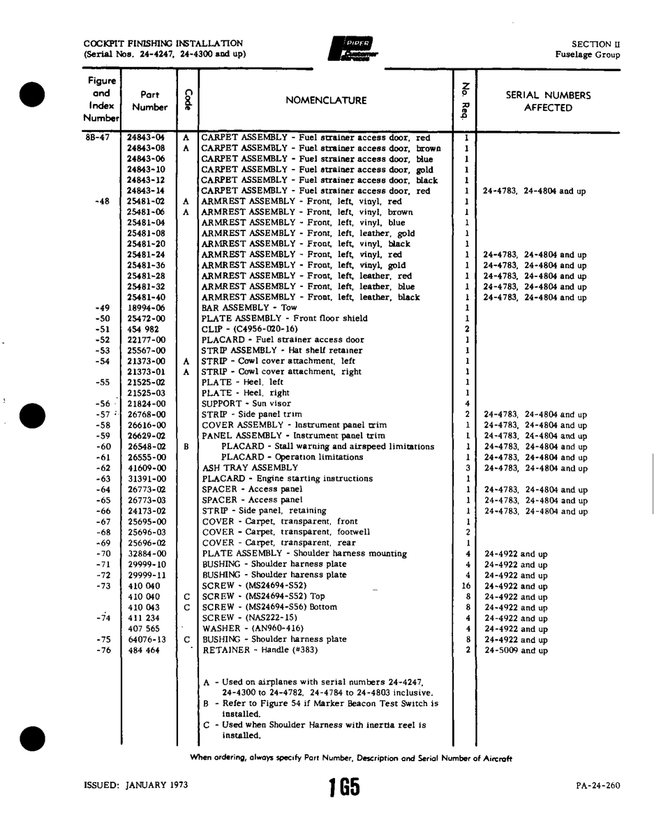 Aviation Part 31391-00 for Piper PA-32-260 Aircraft