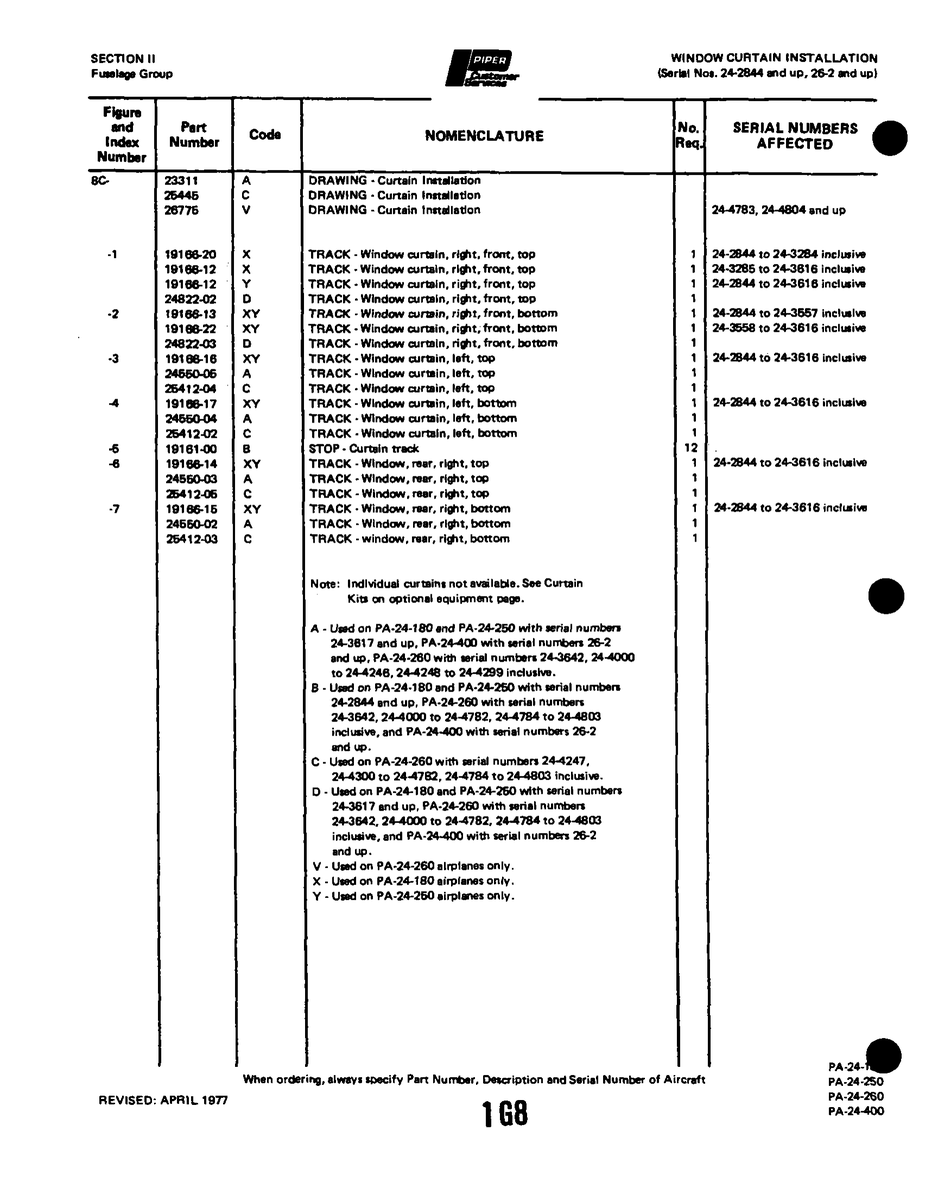 Aviation Part 2466504 for Piper PA-32-260 Aircraft