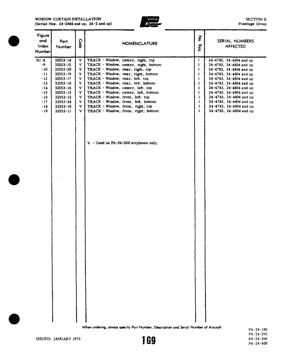 Aviation Part 32553-12 for Piper PA-32-260 Aircraft