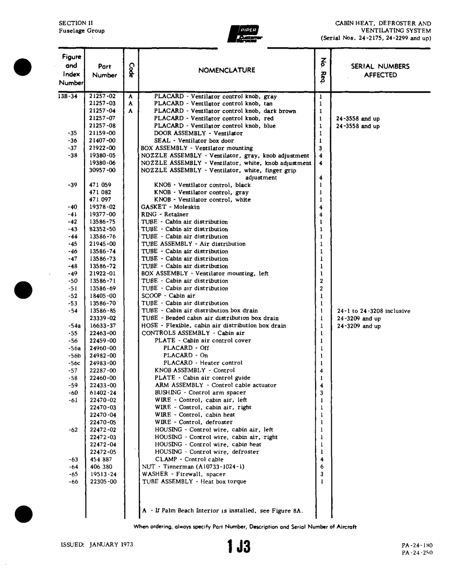 Aviation Part 19513-24 for Piper PA-32-260 Aircraft