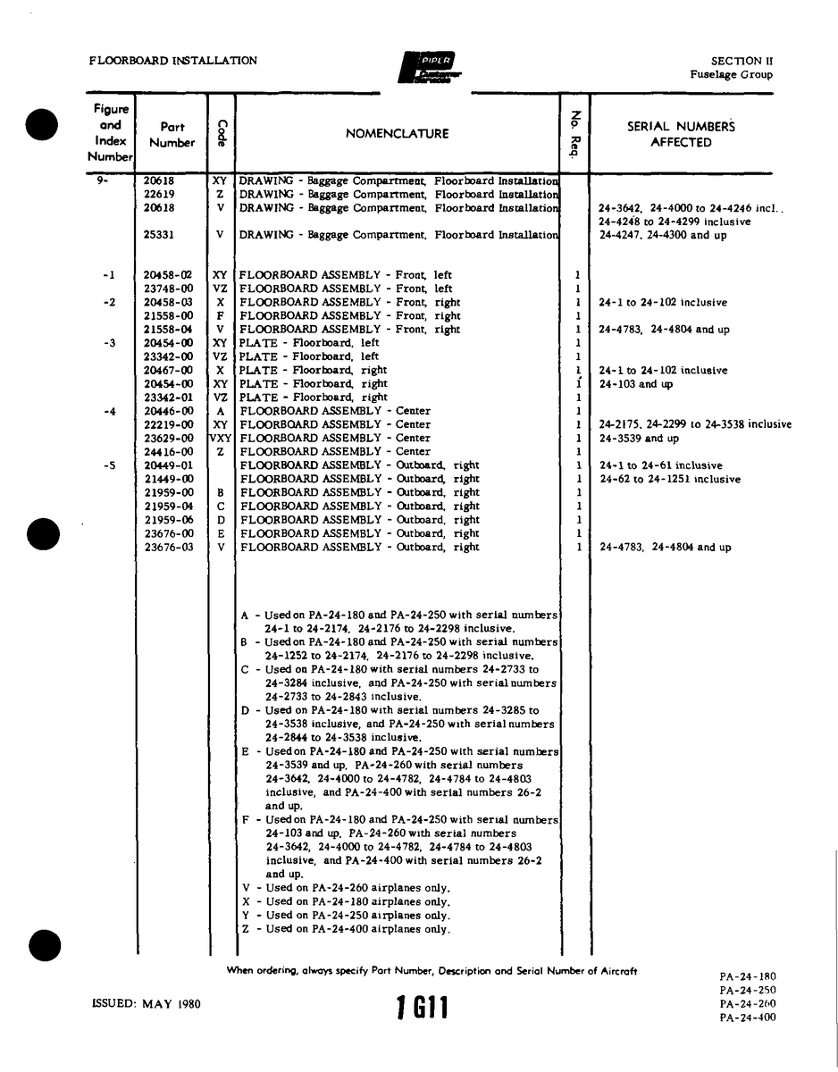 Aviation Part 23748-00 for Piper PA-32-260 Aircraft