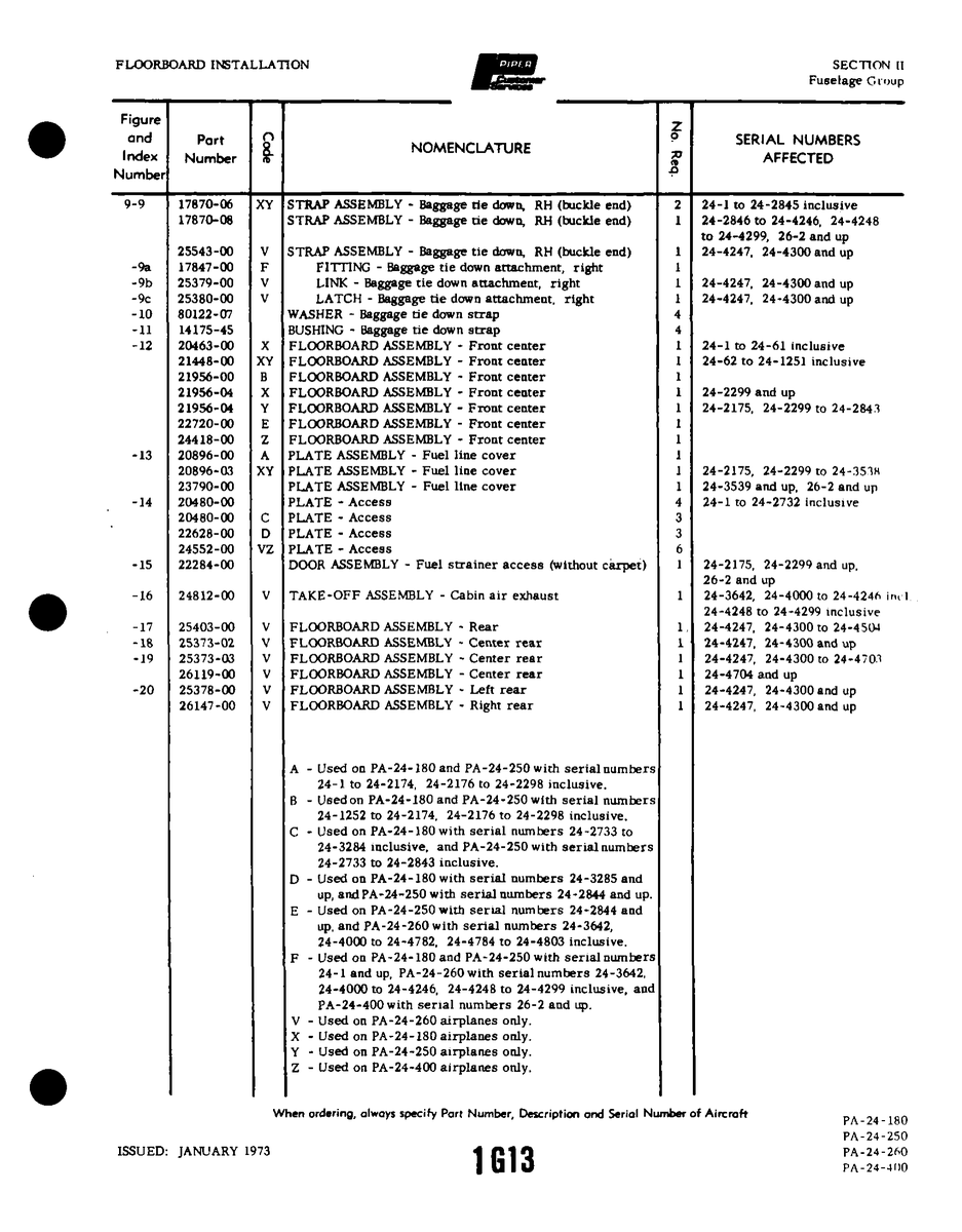 Aviation Part 24418-00 for Piper PA-32-260 Aircraft