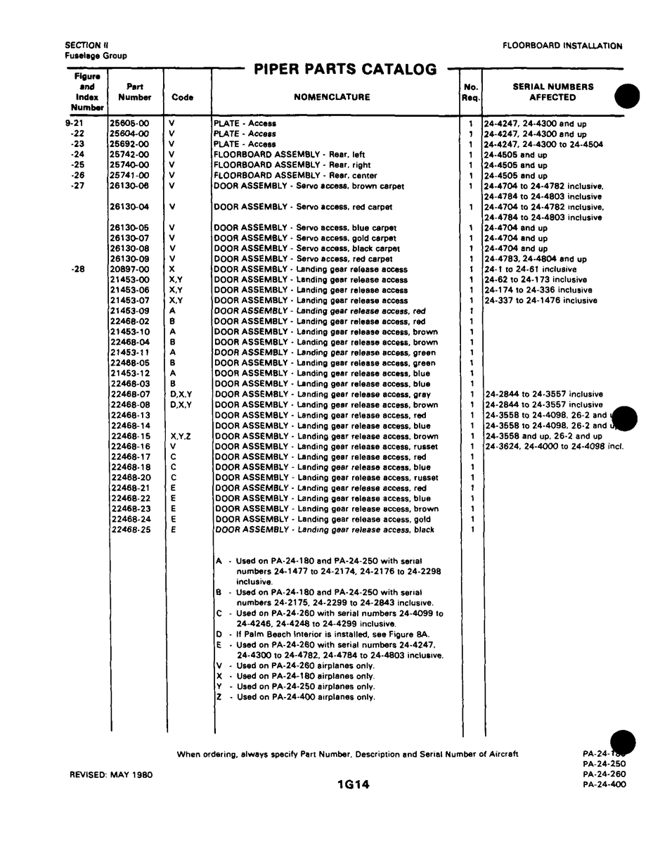 Aviation Part 26130-07 for Piper PA-32-260 Aircraft