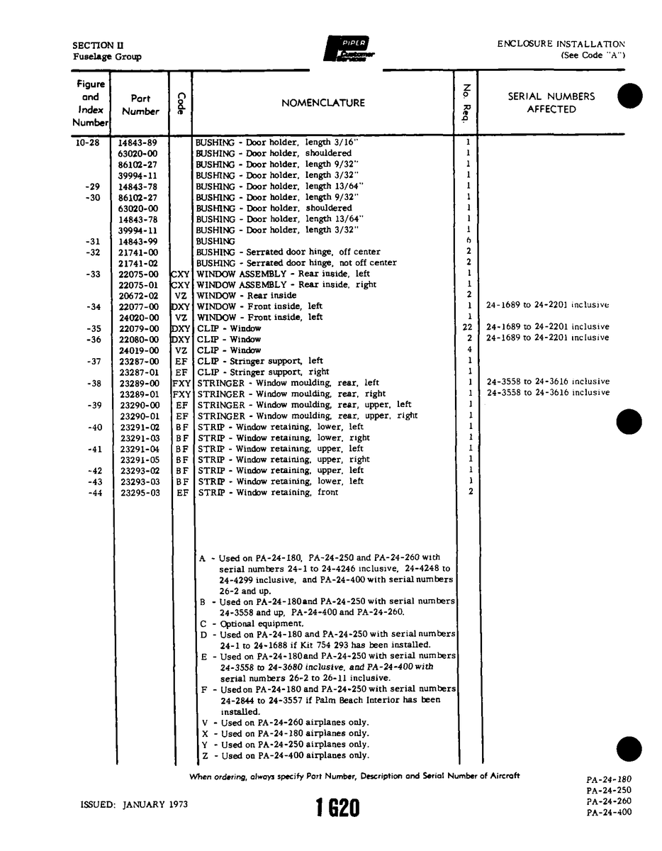 Aviation Part 14843-99 for Piper PA-32-260 Aircraft