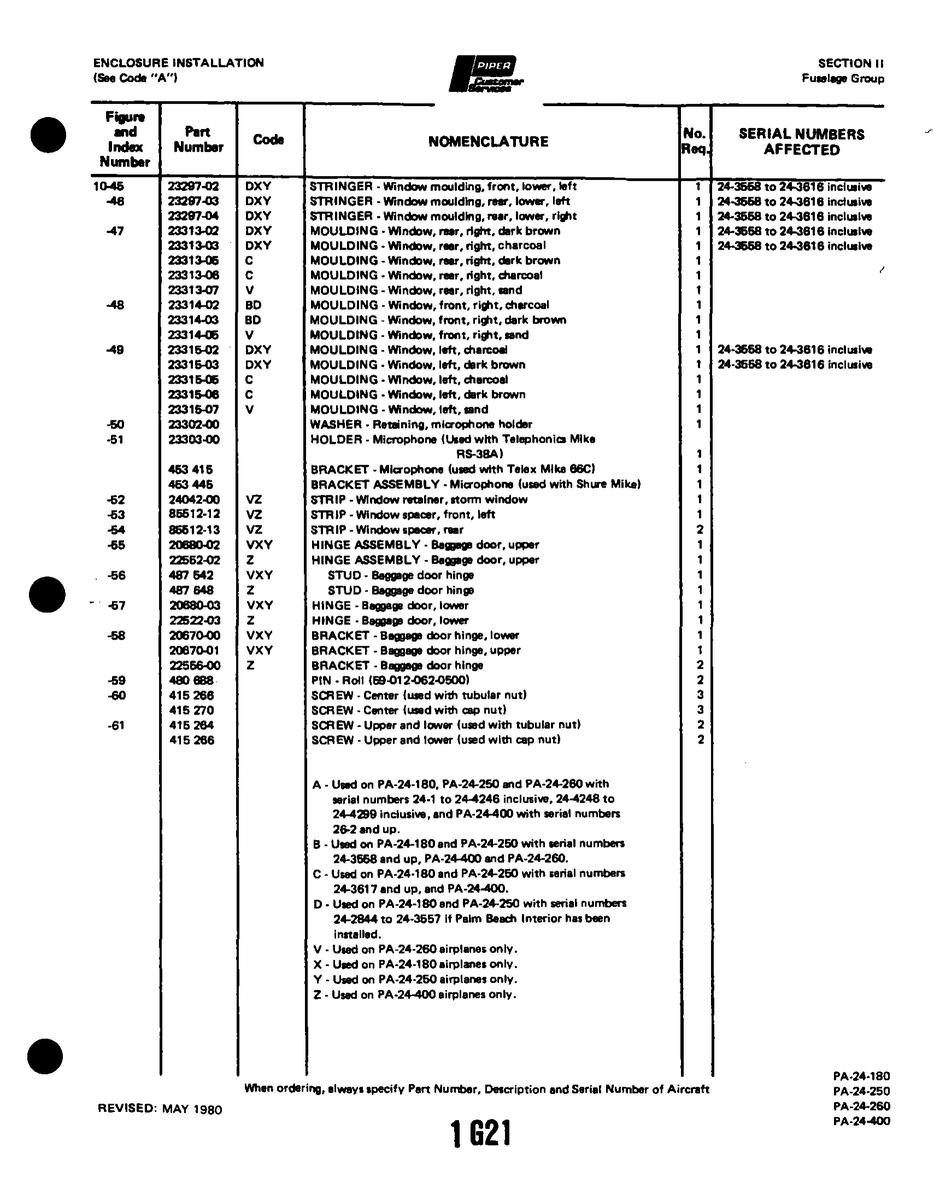 Aviation Part 23297-04 for Piper PA-32-260 Aircraft