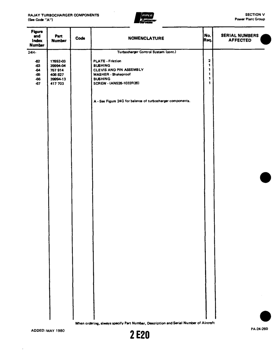 Aviation Part 39994-13 for Piper PA-32-260 Aircraft