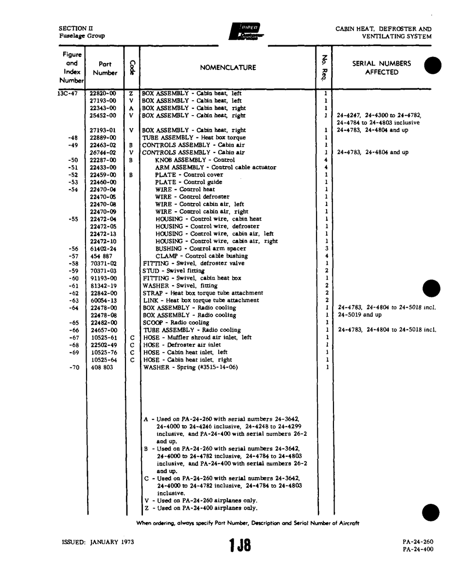 Aviation Part 22889-00 for Piper PA-32-260 Aircraft