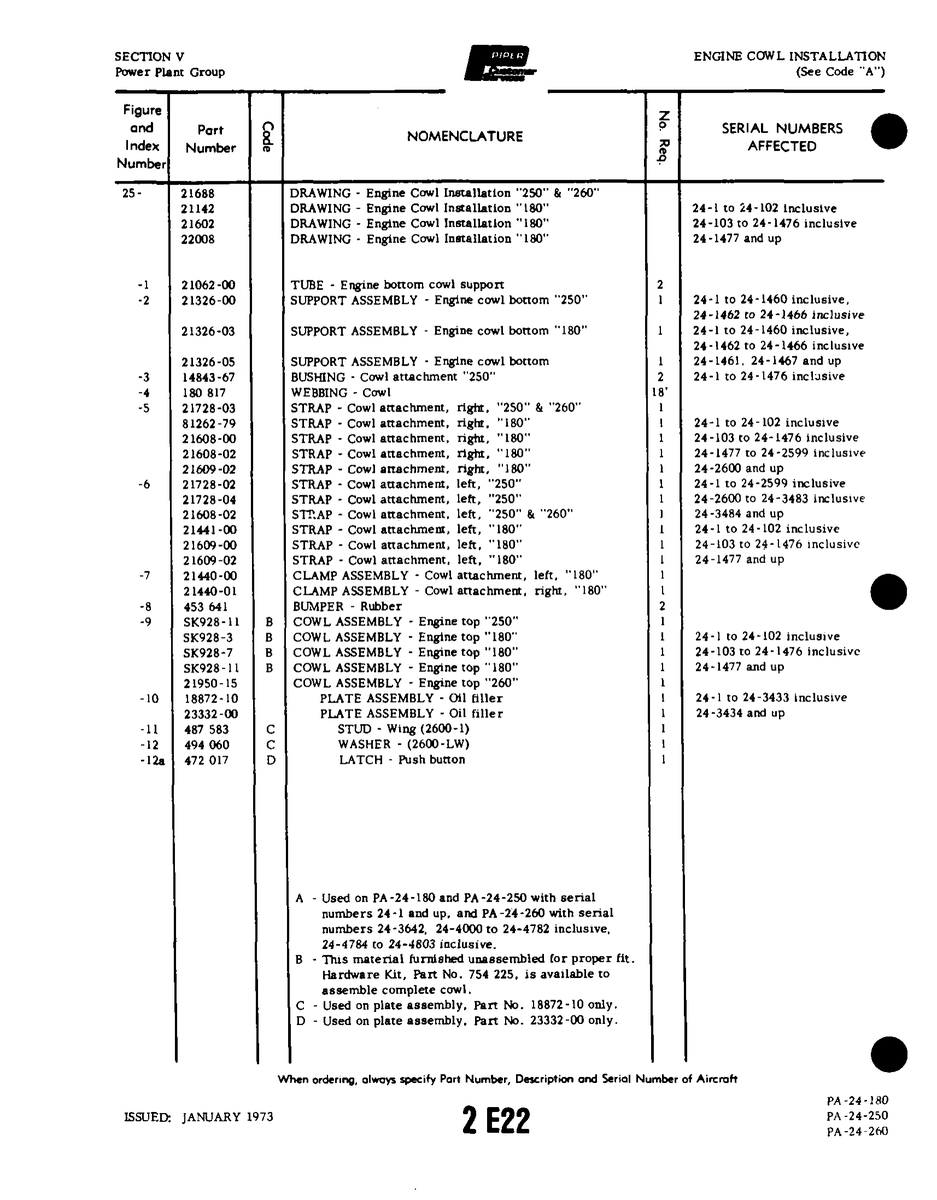 Aviation Part SK928-3 for Piper PA-32-260 Aircraft