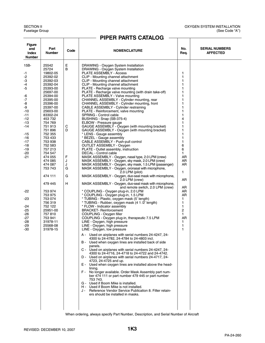 Aviation Part 25697-00 for Piper PA-32-260 Aircraft