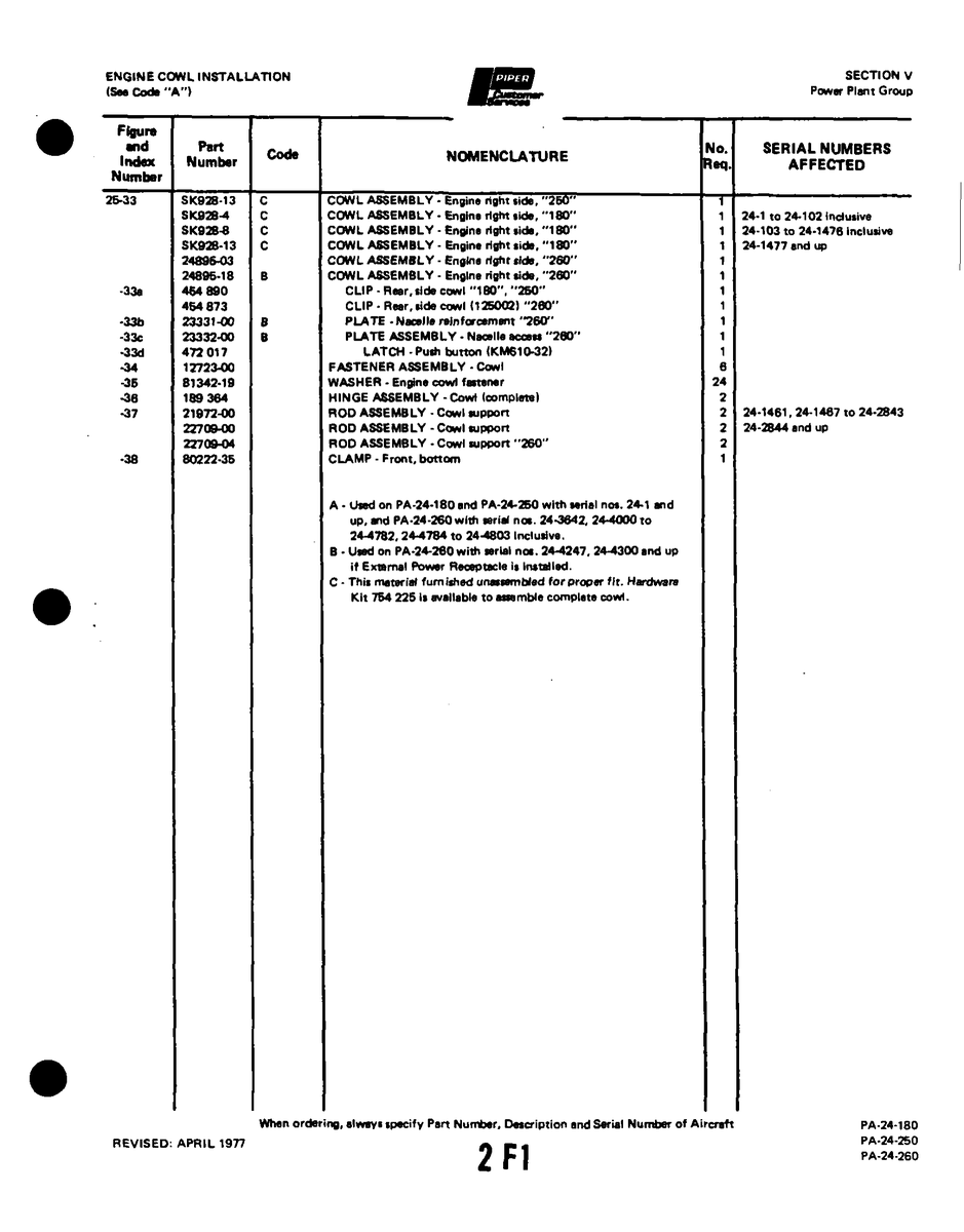 Aviation Part 80222-35 for Piper PA-32-260 Aircraft