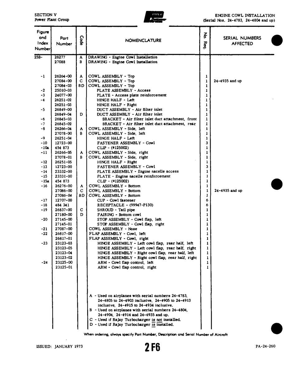 Aviation Part 26837-00 for Piper PA-32-260 Aircraft