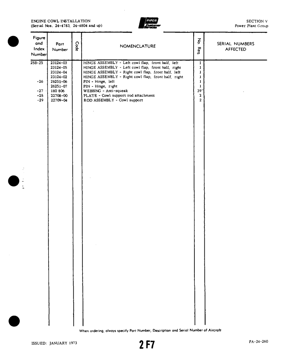 Aviation Part 26251-06 for Piper PA-32-260 Aircraft