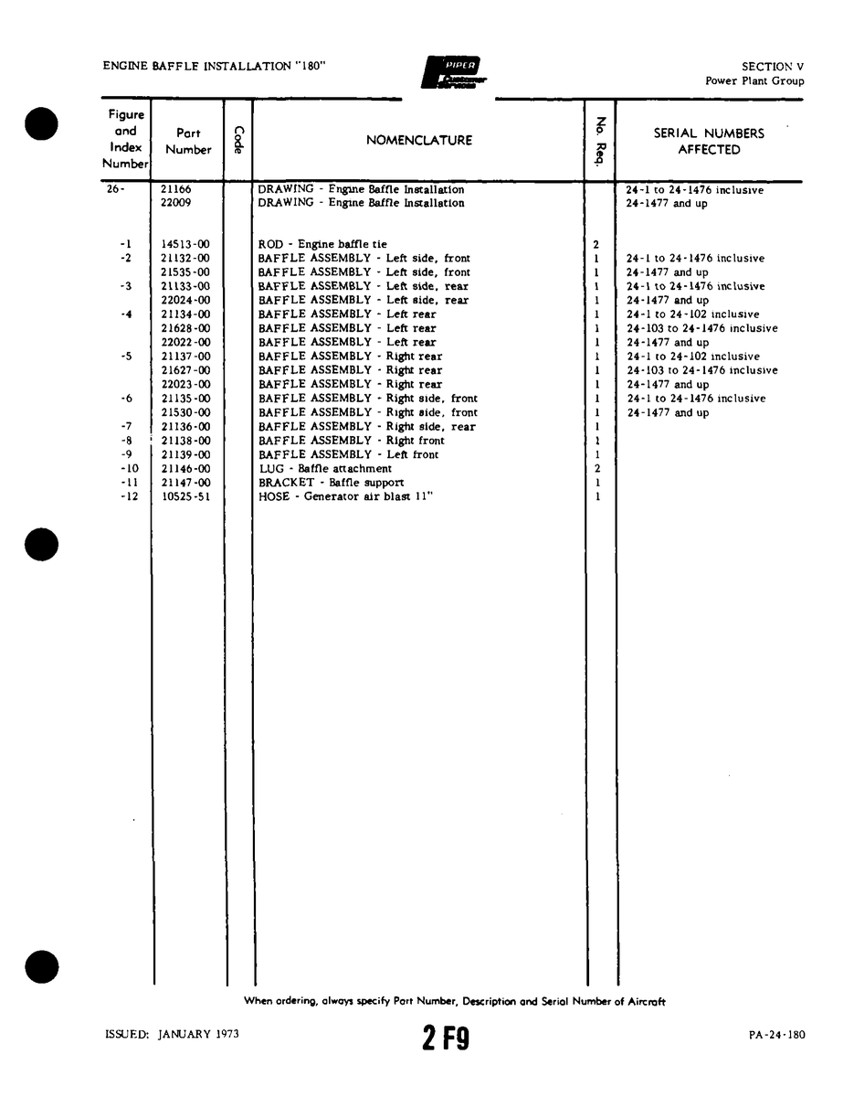Aviation Part 21147-00 for Piper PA-32-260 Aircraft