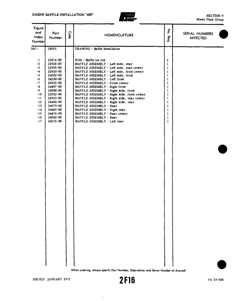 Aviation Part 22922-00 for Piper PA-32-260 Aircraft