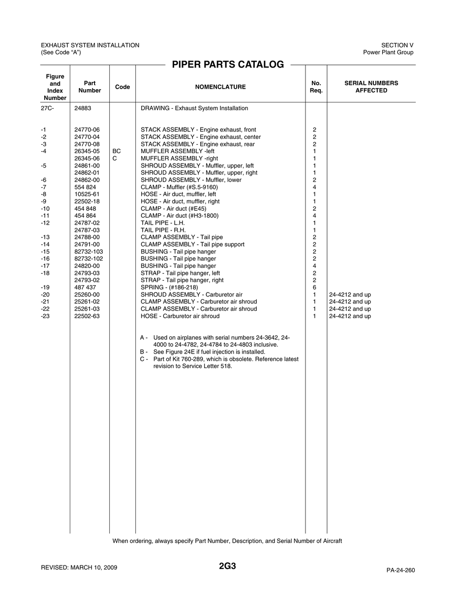 Aviation Part 24861-00 for Piper PA-32-260 Aircraft