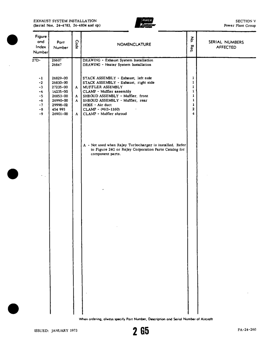 Aviation Part 26830-00 for Piper PA-32-260 Aircraft