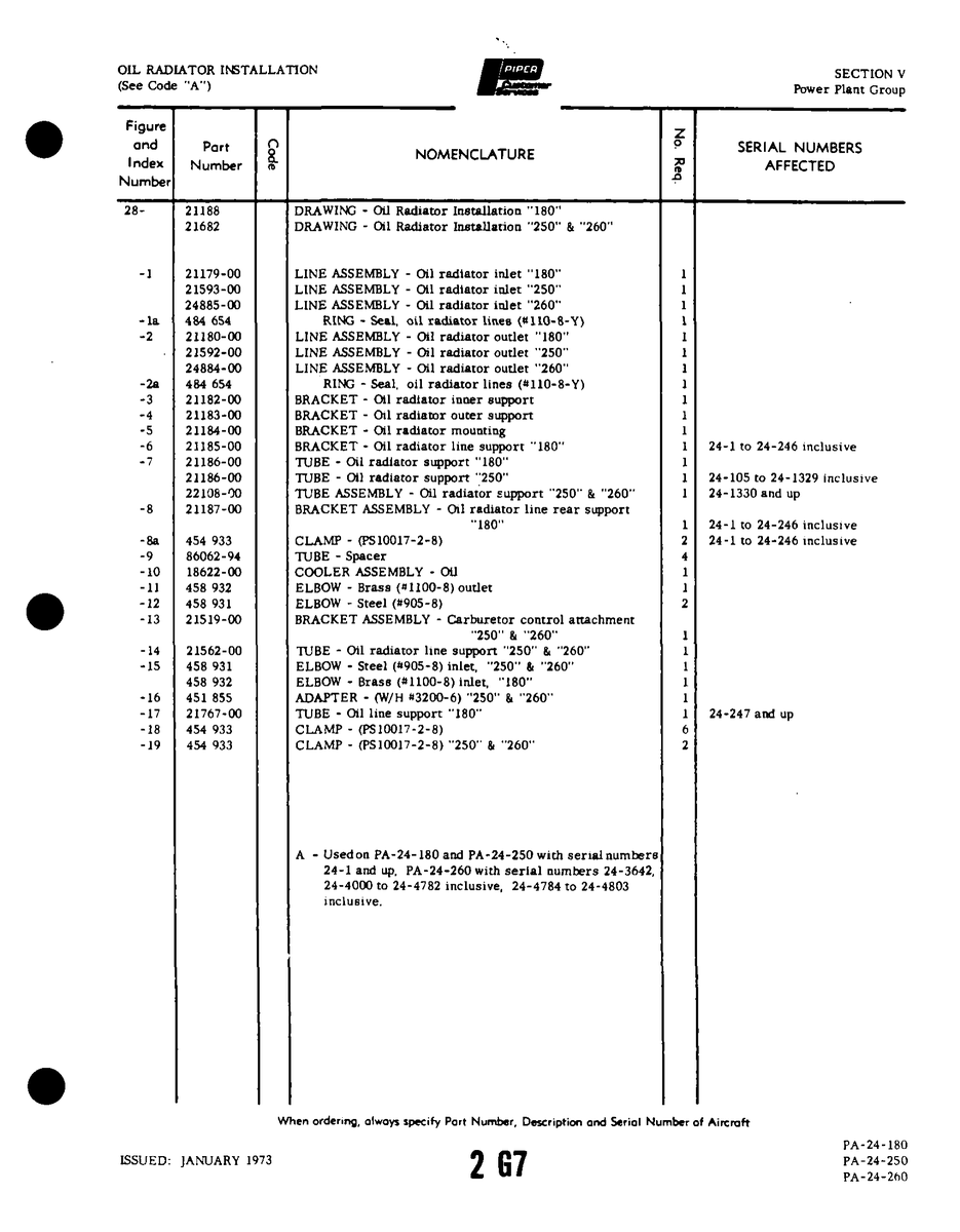 Aviation Part 21179-00 for Piper PA-32-260 Aircraft