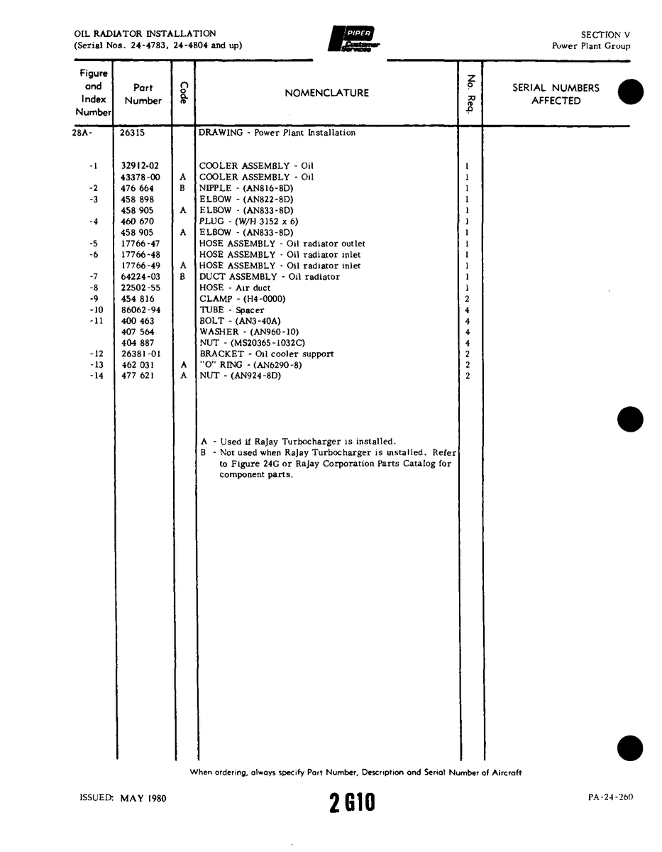 Aviation Part 43378-00 for Piper PA-32-260 Aircraft