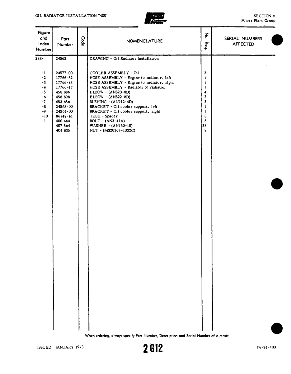 Aviation Part 17766-83 for Piper PA-32-260 Aircraft