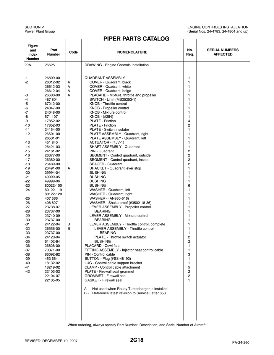 Aviation Part 17852-02 for Piper PA-32-260 Aircraft