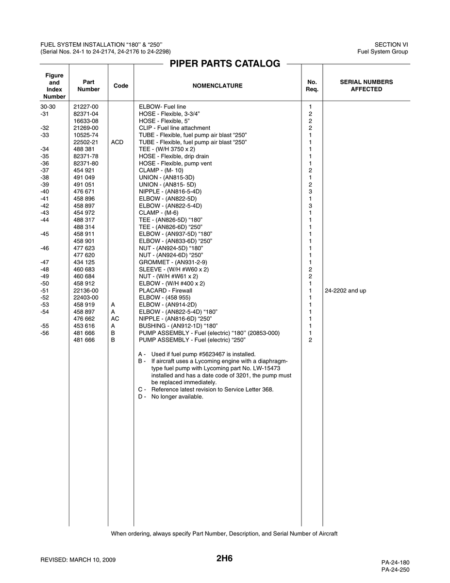 Aviation Part 21269-00 for Piper PA-32-260 Aircraft