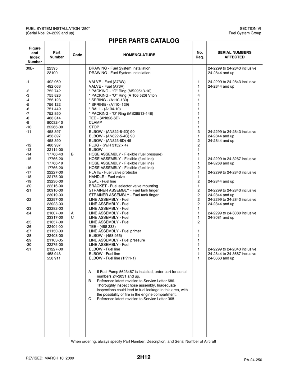 Aviation Part 22266-00 for Piper PA-32-260 Aircraft