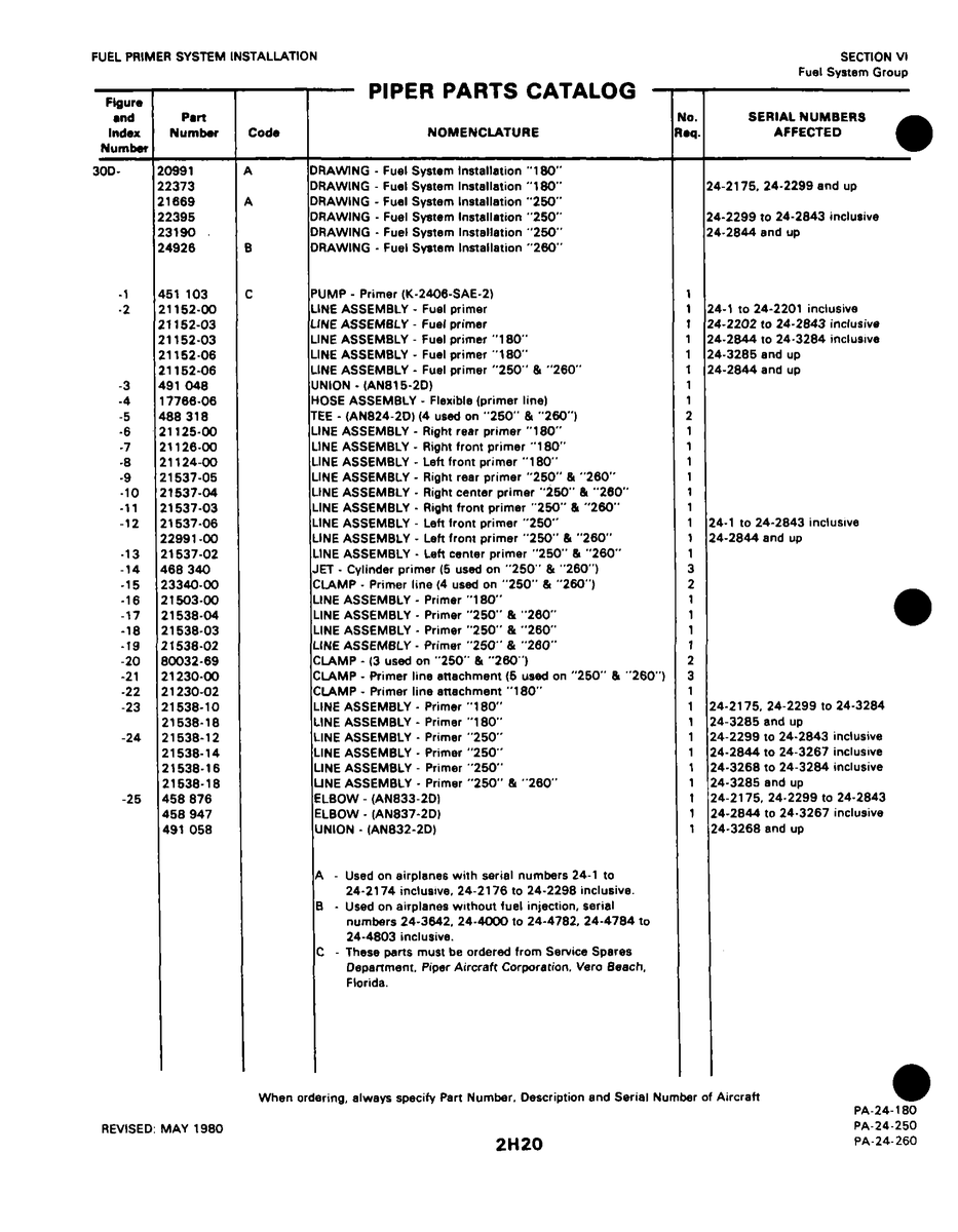 Aviation Part 21538-16 for Piper PA-32-260 Aircraft